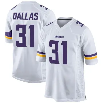＃31 Youth DeeJay Dallas White Game Minnesota Vikings Jersey