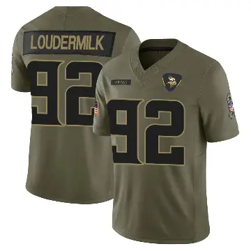 ＃92 Men's Isaiahh Loudermilk Olive Limited Minnesota Vikings 2025 Salute to Service Jersey