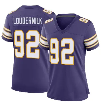 ＃92 Women's Isaiahh Loudermilk Purple Game Minnesota Vikings Classic Jersey