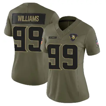 ＃99 Women's Elijah Williams Olive Limited Minnesota Vikings 2025 Salute to Service Jersey